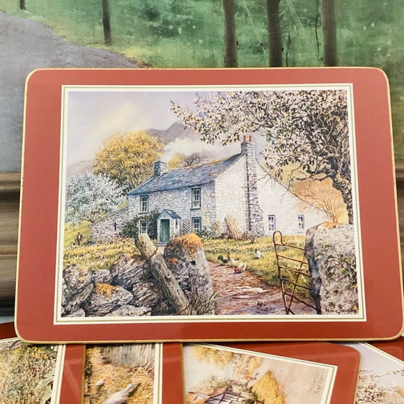 Vintage Cloverleaf Traditional Table Mats Cottages Set Of 6 England Cottagecore - Picture 9 of 15